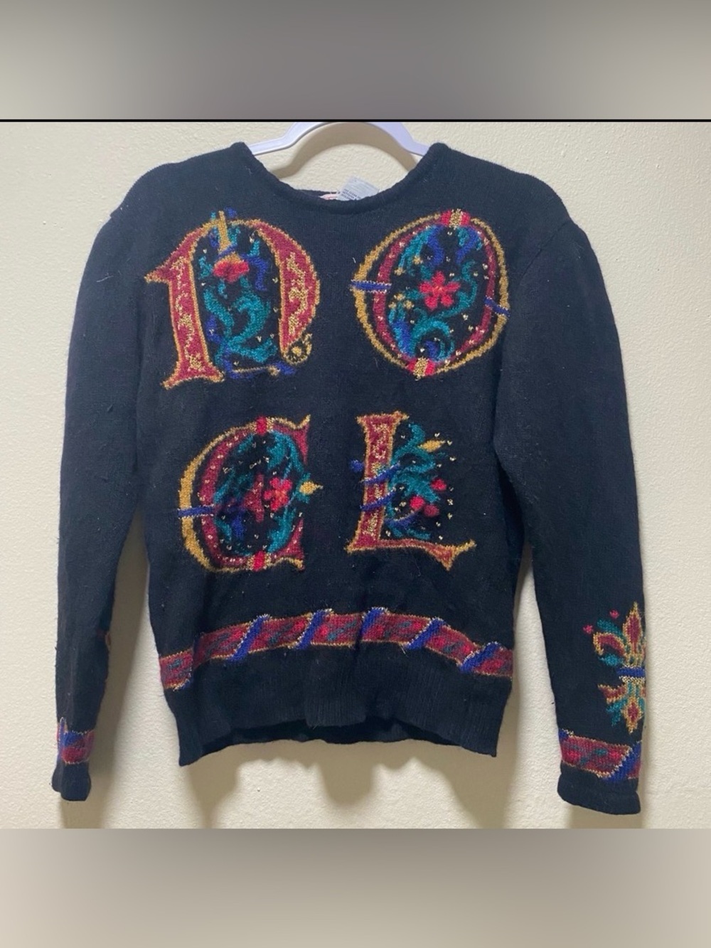 Vintage Talbots NOEL Lambswool Angora Holiday Sweater Womens S Black